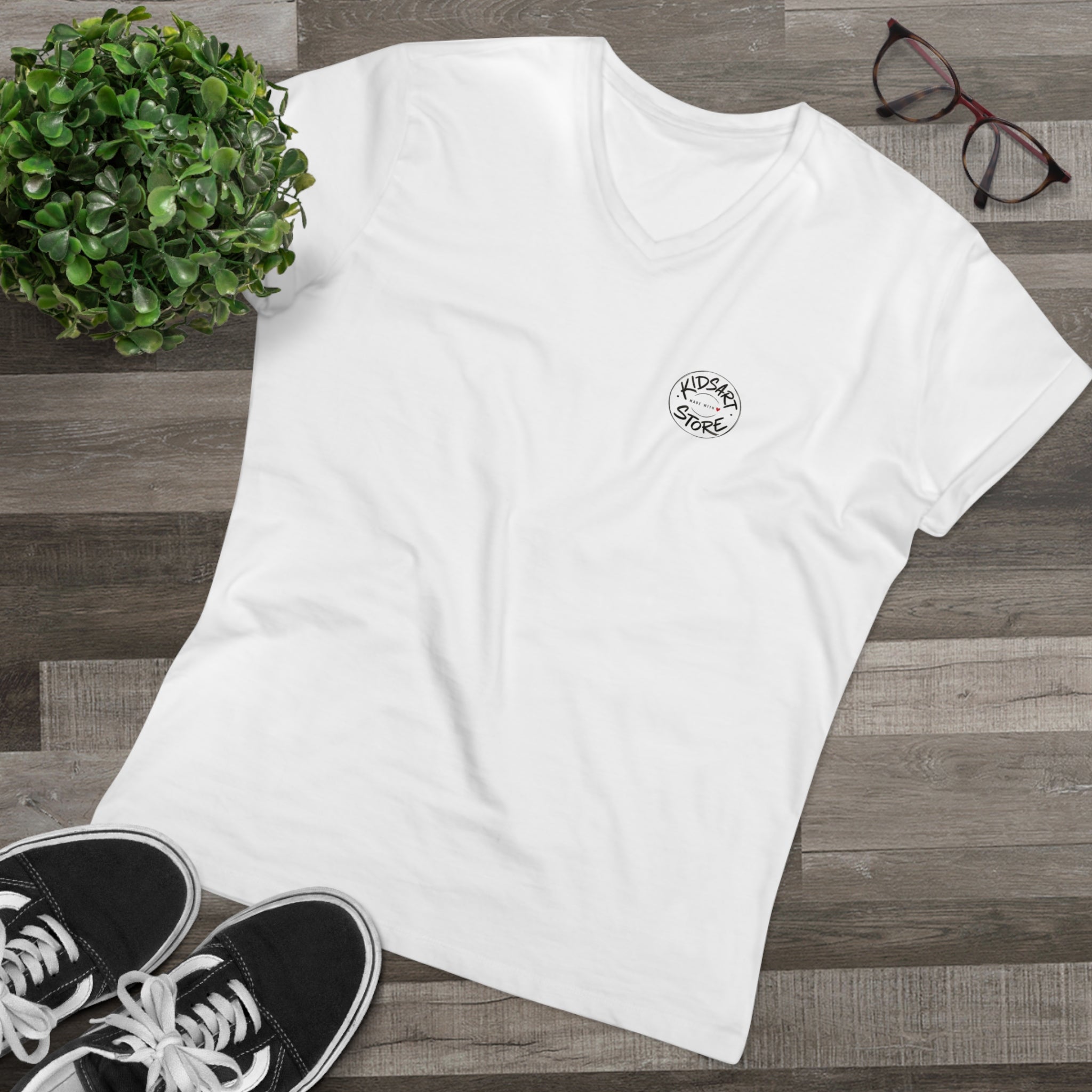 V-Neck T-Shirt - Rose black